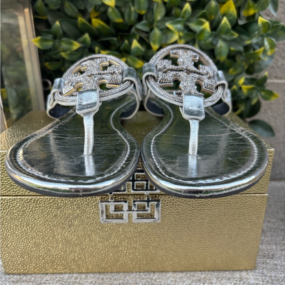 Tory Burch Metallic Silver Sandals